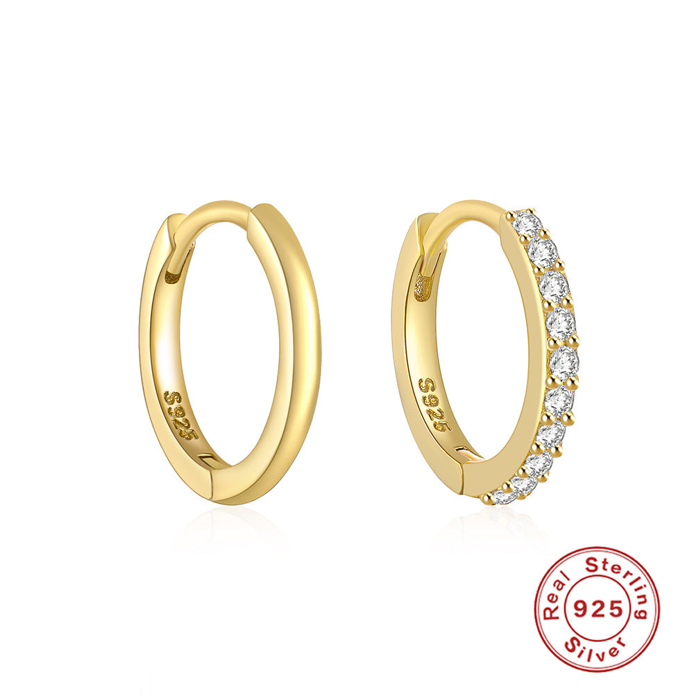 S925Sterling Silver Curved Wave Two-tone Diamond-studded Earrings Hoop Earrings Classic Hot-selling Trendy Ear Jewelry Earrings