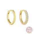 Two-Tone Wave Crystal 925 Sterling Silver Hoop Earrings — pair presentation — alternate angle 2 — jewelry finish and design detail