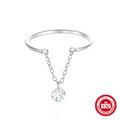 Adjustable Chain 925 Sterling Silver Ring — top view — jewelry finish and design detail