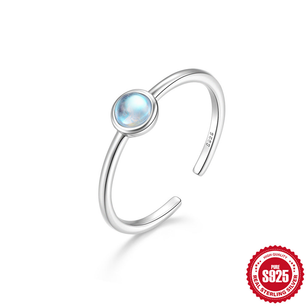 New Product S925Sterling Silver Ring Japanese and Korean Design Sense Geometric Zircon Ring Fashion Open Index Finger Ring