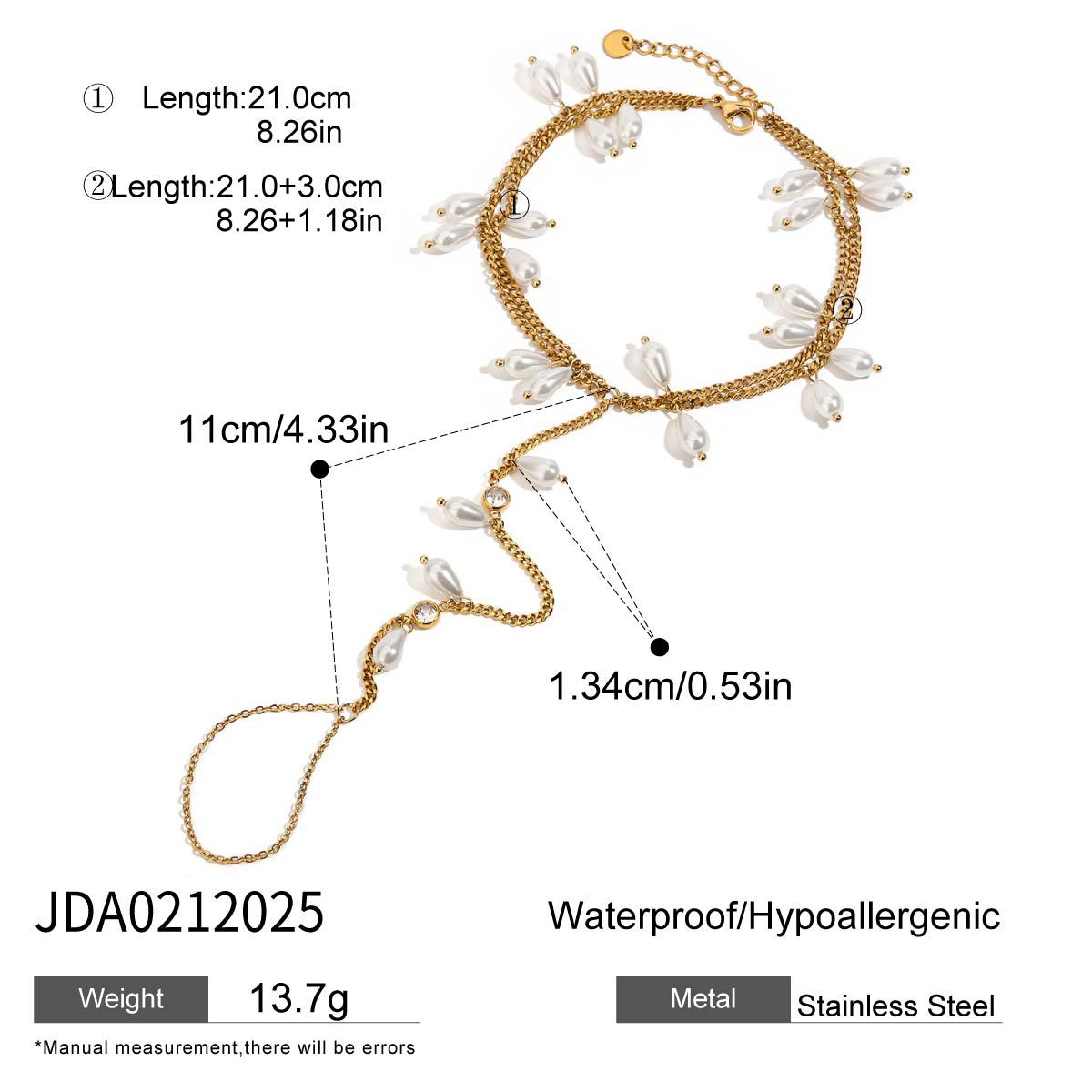 2H Zircon Finger Bracelet Stainless Steel Ring Design Jewelry Non-Fading Accessories