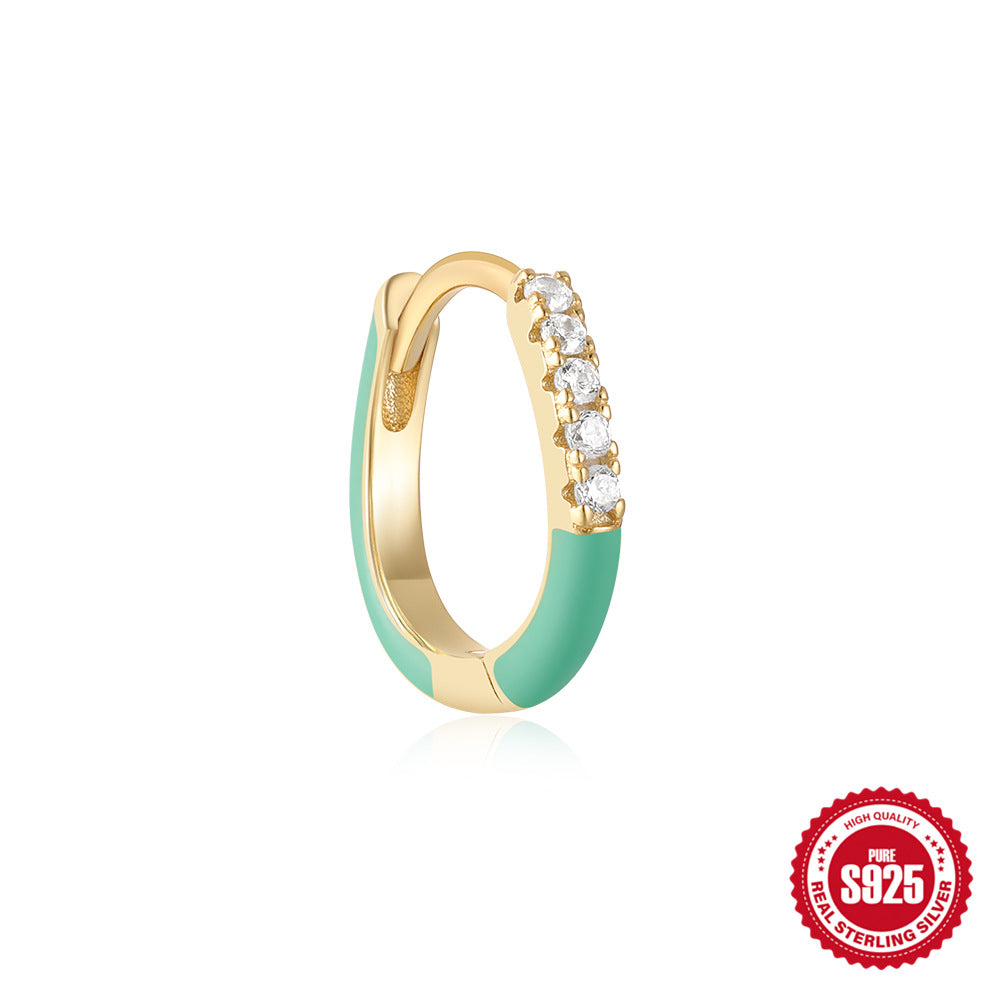 Sterling Silver925Oil Drop Irregular Hoop Earrings for Women Summer Colorful Dopamine Jewelry Earrings earring