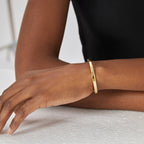 B0014 New Simple Fashion Real Gold Plated gold Bracelet Arc Smooth Open Bangle for Women