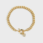 B0100 Fashion Retro Copper Gold-Plated Heart-Shaped Micro-Paved Zircon Bracelet for Women Wholesale