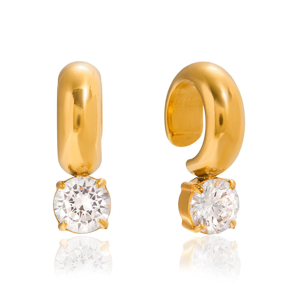 Zircon Earrings Ear Clips Non-Fading Ear Jewelry Stainless Steel Accessories for Women