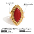 18K Gold-Plated Agate Vintage Open Stainless Steel Ring — alternate product view — jewelry finish and design detail