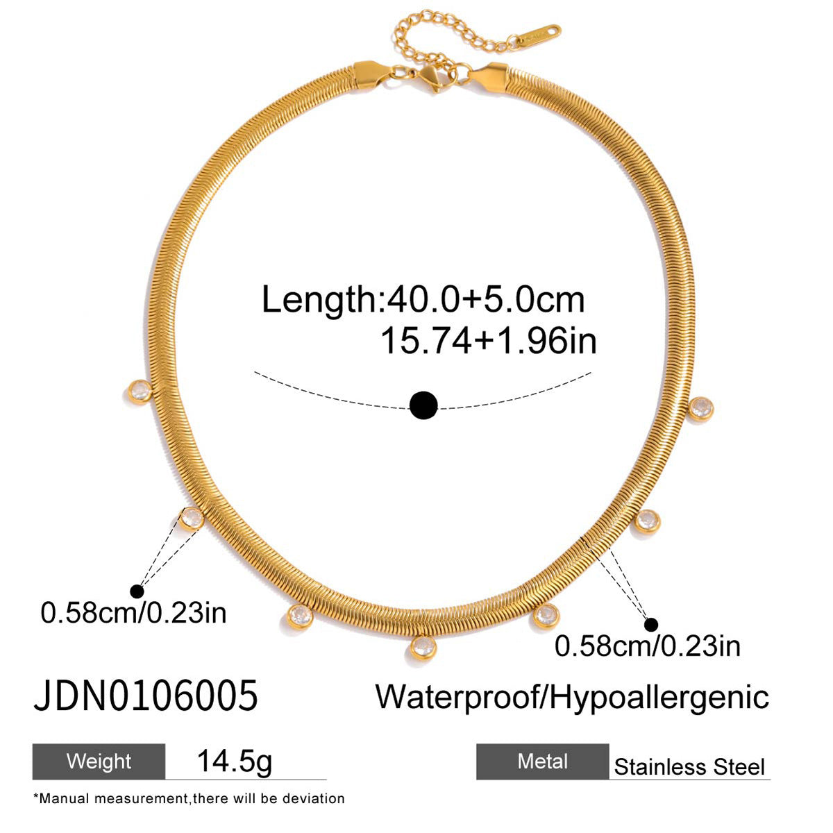 2H Stainless Steel18K Gold Stainless Steel Zircon Necklace Collarbone Chain Non-Fading Jewelry