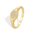 Gold-Plated Brass Round CZ Ring with gold-tone brass construction