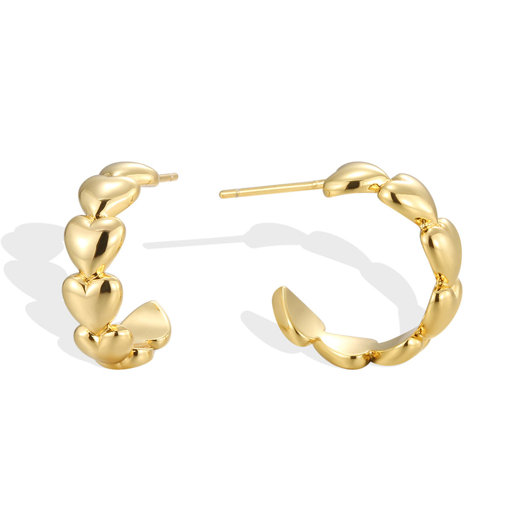 CYE0148 Minimalist Circle Heart Earrings Minimalist Chanel Stud Earrings