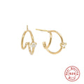 925 Sterling Silver Layered C Earrings With Dense Claw Studs — collection product image 06