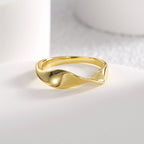 R0469 Minimalist Fashion Smooth Design Cool Ring for Women Copper Plated with Real Gold Unique Irregular Tail Ring