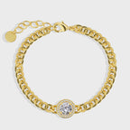 B0169 Fashionable Cool Style Shiny Zircon Bracelet for Women Brass Gold Plated Hip Hop Style