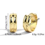 E0212 Brass Plated18K Real Gold Glossy Double Layer Earrings for Women Wide Circle Hoop Earrings