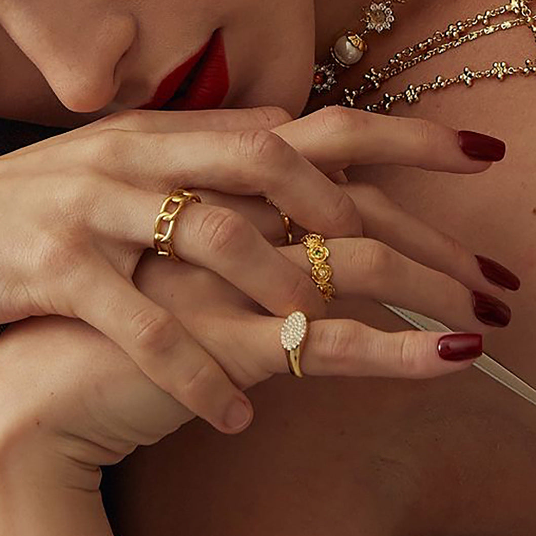 2H Zircon Rose Flower Ring Jewelry Does Not Fade ring Stainless Steel