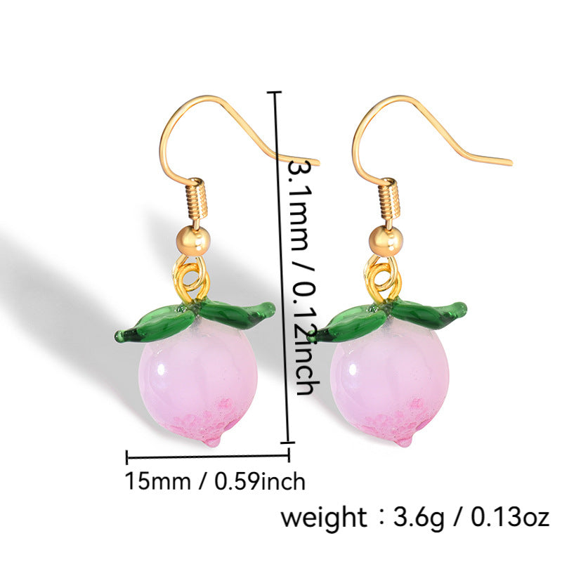 E0259 Cute Girly Pink Peach Ear Hooks for Women Fashion Sweet Energetic Earrings