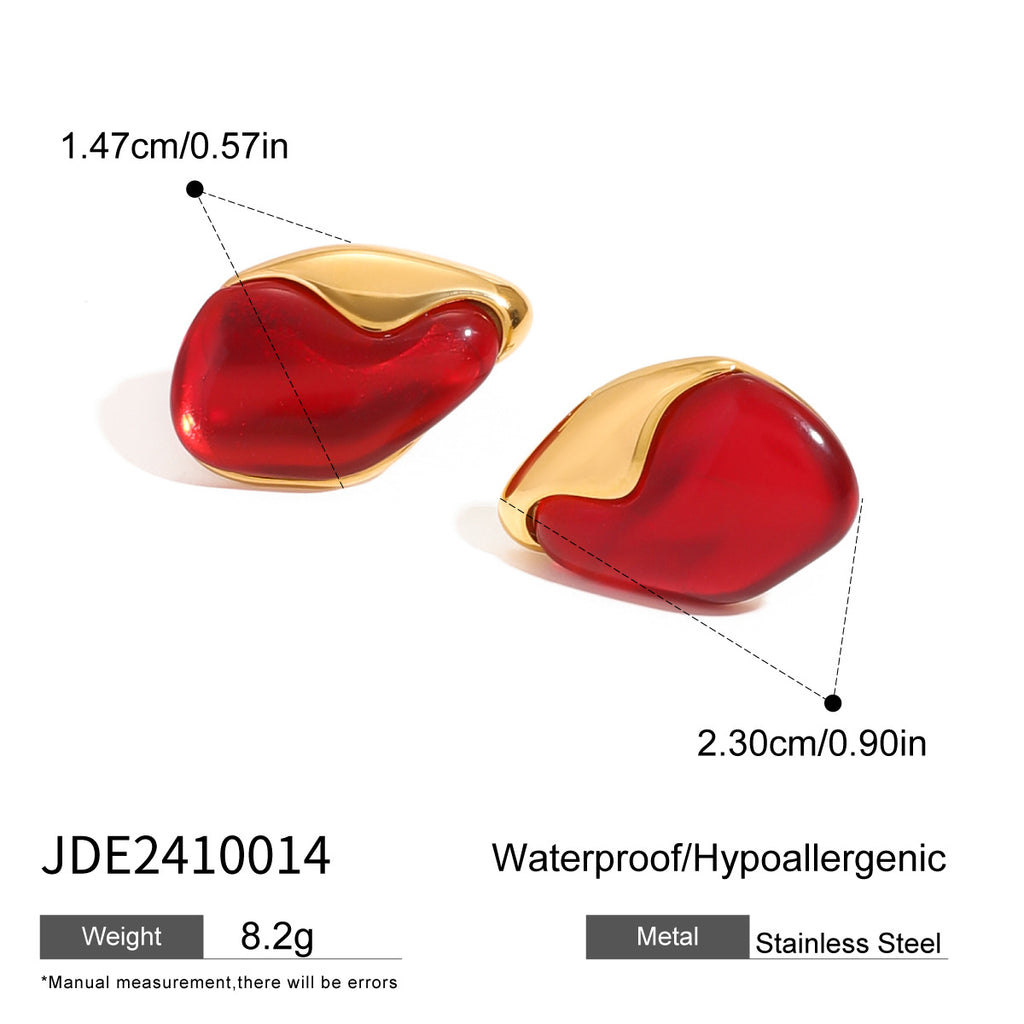 2H Zircon Earrings18K Stainless Steel Earrings Set Non-Fading Jewelry for Women