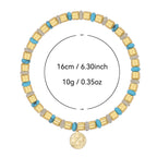 B0338 Simple Pendant Beaded Bracelet Vintage Blue Turquoise Jewelry Gift for Women