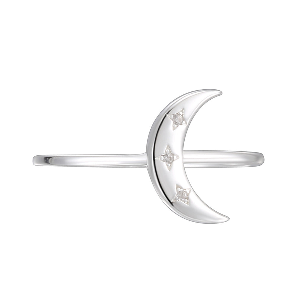 SR0047 S925Silver Moon Ring for Women, Fashionable and Unique Design