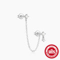 Five-Point Star Tassel 925 Sterling Silver Threader Earrings — earring silhouette — alternate angle 2 — jewelry finish and design detail