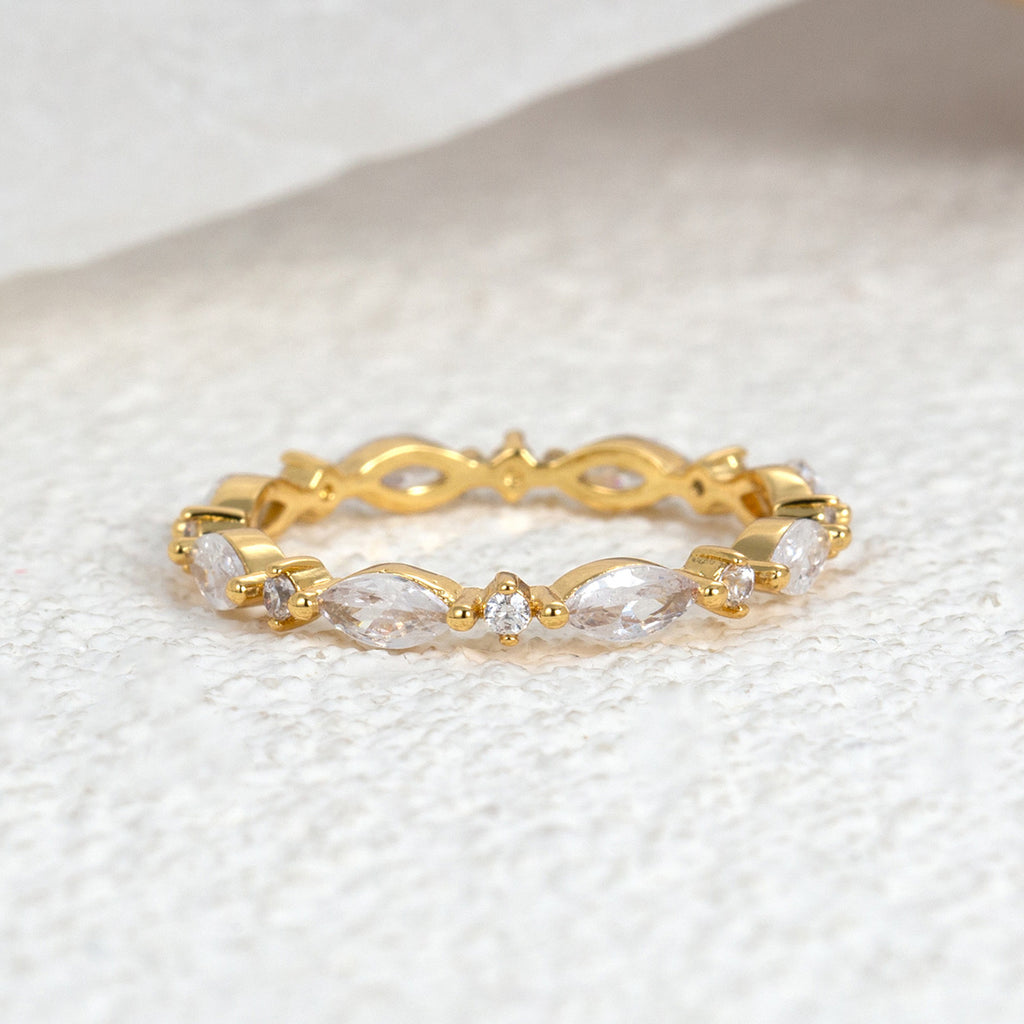 R0259 Hot Selling Fashion Geometric Horse Eye Zircon Ring for Women Direct from Manufacturer