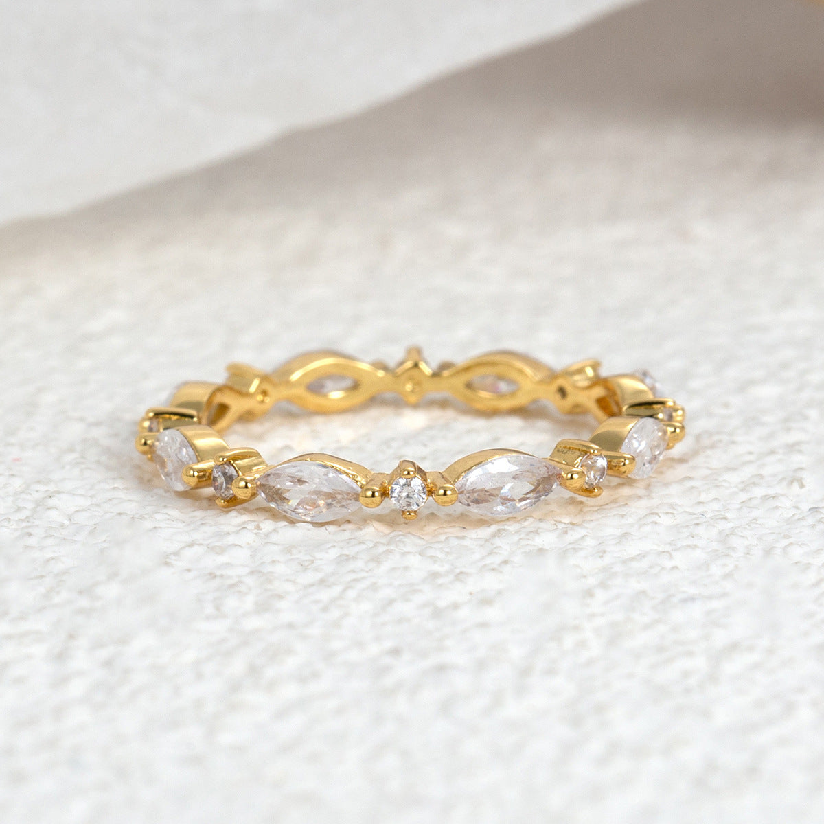 R0259 Hot Selling Fashion Geometric Horse Eye Zircon Ring for Women Direct from Manufacturer