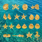 2H Stainless Steel Starfish Earrings Ocean Ring Ear Jewelry rings