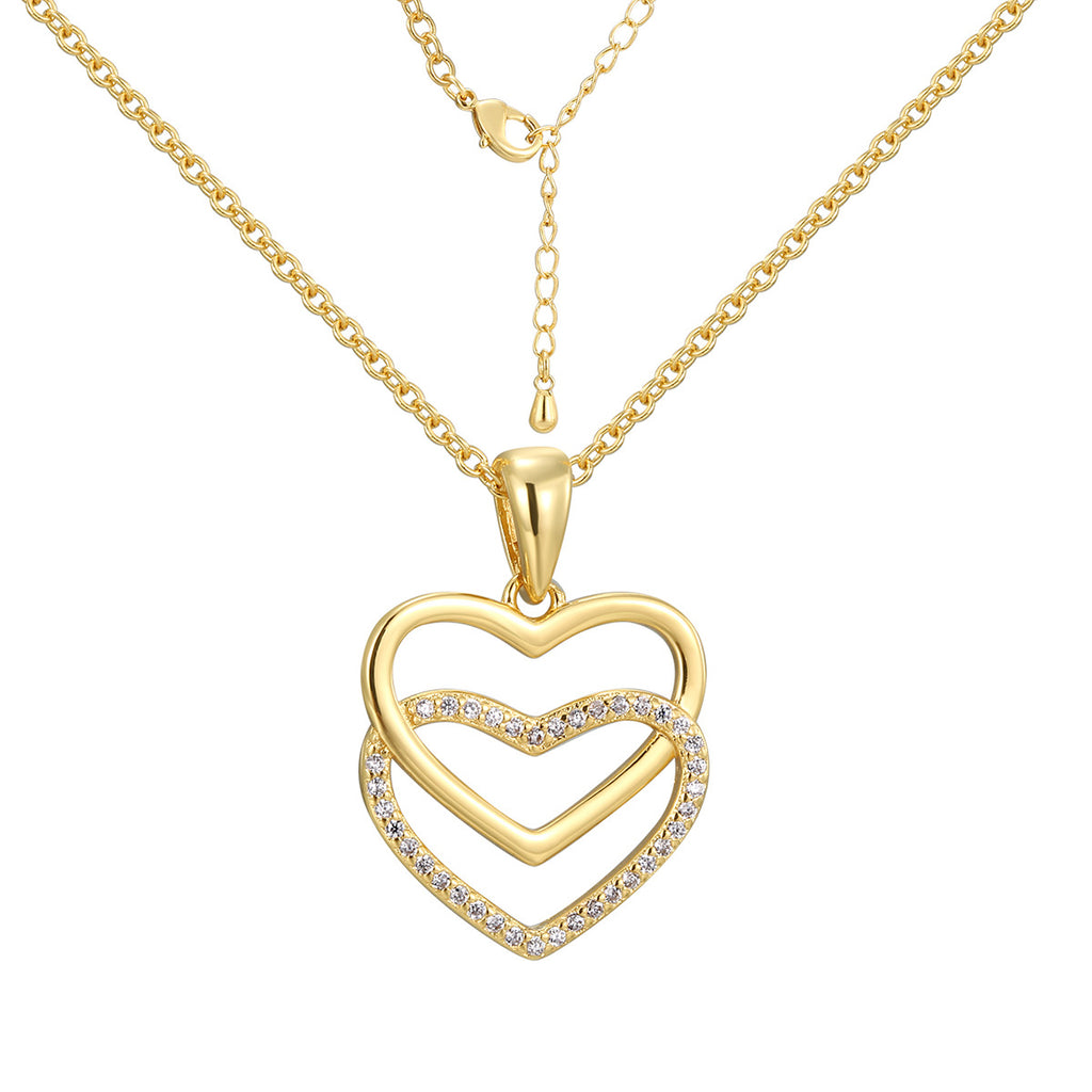 CYN0170 Cross Heart Pendant Copper Necklace Collarbone Chain