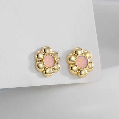 18K Gold-Plated Brass Floral Enamel Earrings with enamel design details