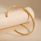 B0002 Simple Personality Gear Bracelet for Women Copper Plated18K Gold Open Adjustable Smooth Bracelet