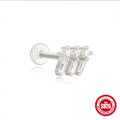 925 Sterling Silver Tassel Water Drop Zircon Cartilage Earrings — earring silhouette — alternate angle 2 — jewelry finish and design detail