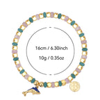 B0310 Leisure Vacation Dolphin Pendant Bracelet Ocean Chalcedony Beaded