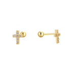 SE0217 925Silver Zircon Cross Design Stud Earrings Personality Ear Jewelry