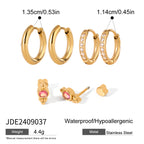 Three Pairs of Stainless Steel Zircon Earrings Pearl Earrings Ear Accessories