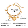 18K Gold-Plated Stainless Steel Bracelet with Heart Detail — alternate product view — jewelry finish and design detail