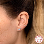 S925Sterling Silver Butterfly Inlaid Diamond Pearl Spiral Ear Cuff Hot Sale16G Flat Head Piercing Ear Cuff Jewelry