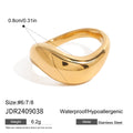 18K Gold-Plated Stainless Steel Statement Ring with Sculptural Detail — surface finish detail