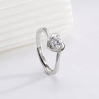 SR0039 S925Silver Heart Zircon Trendy Design Couple Ring