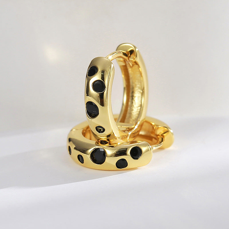 E0474 Design Leopard Print Earrings for Women, Brass Gold-Plated Round Fashion Hoop Earrings
