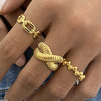 2H Stainless Steel Open Ring for Women, Non-Fading, High-End Design Accessory for Women