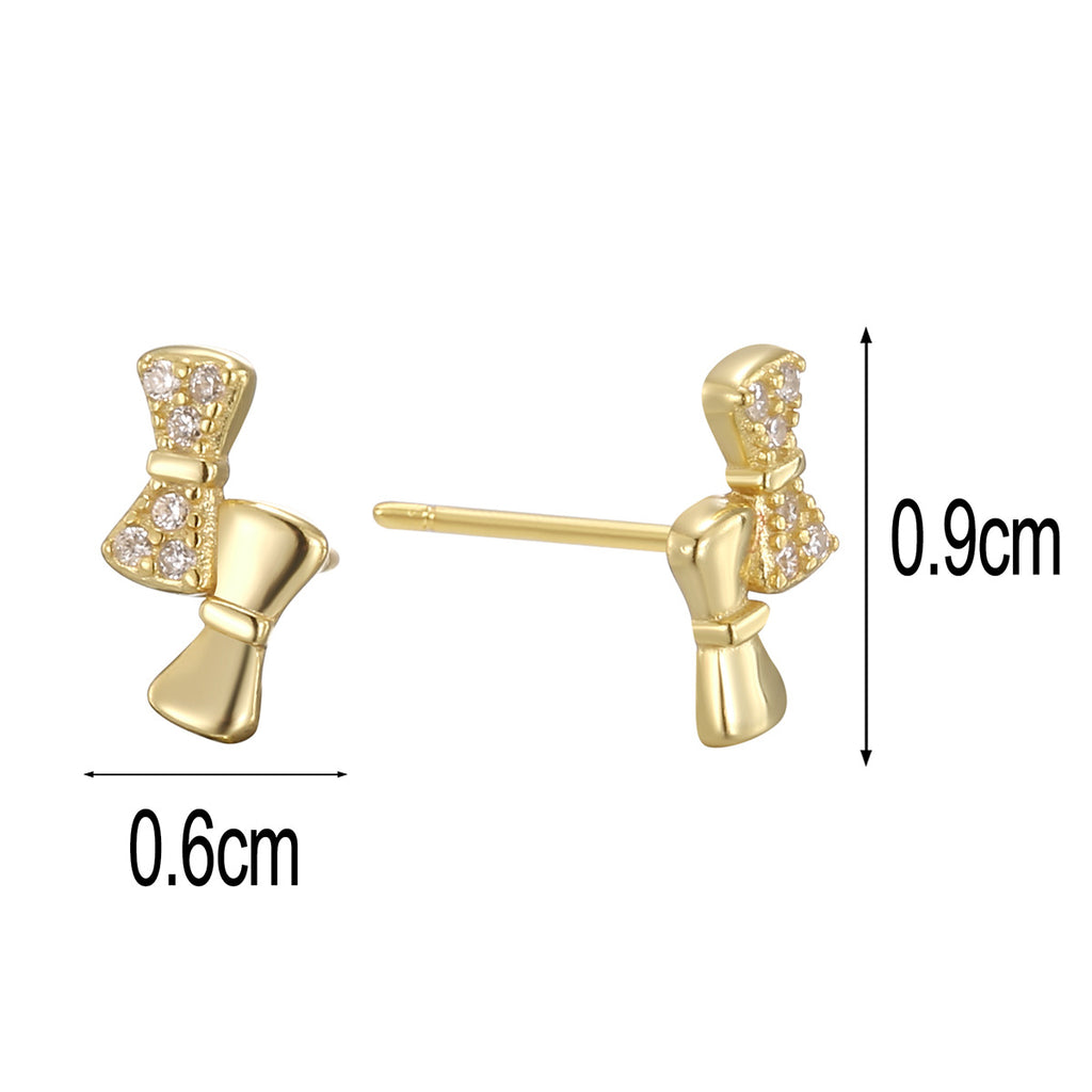SE0319 S925Silver Bow Fashion Summer Earrings Studs Small Women's Ear Jewelry
