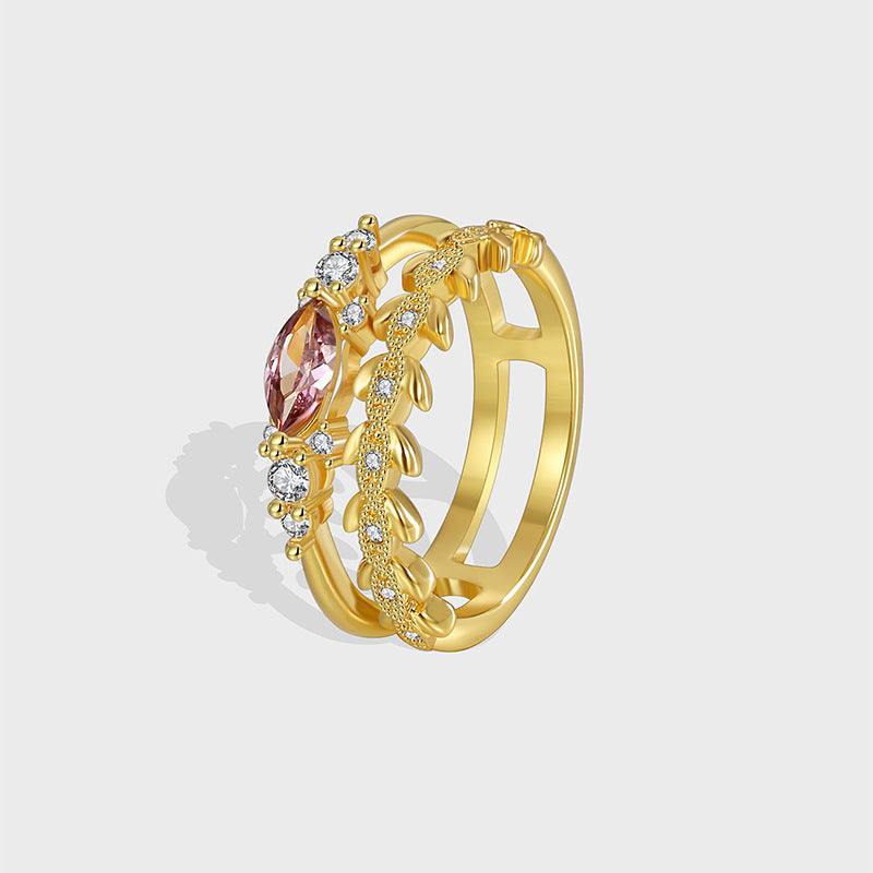 R0419 Elegant and fashionable purple zircon ring for women with micro-inlaid white zircon