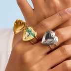 2H Stainless Steel Love Heart Ring Non-Fading Jewelry for Women ring Ornament