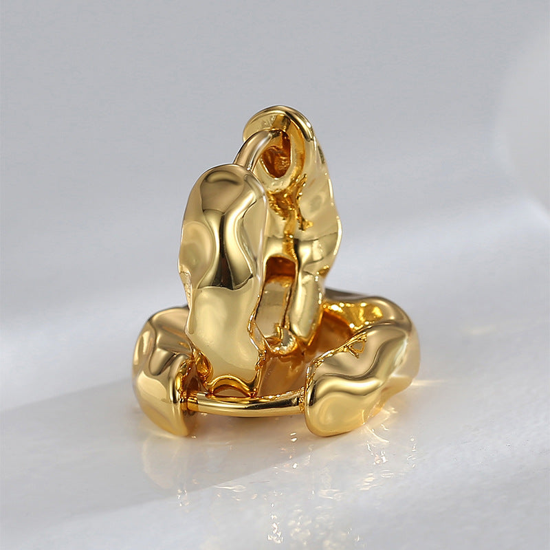 E0578 Exaggerated Design Concave-Convex Surface Gender-Neutral Earrings Wrinkled Irregular Texture Ear Buckle