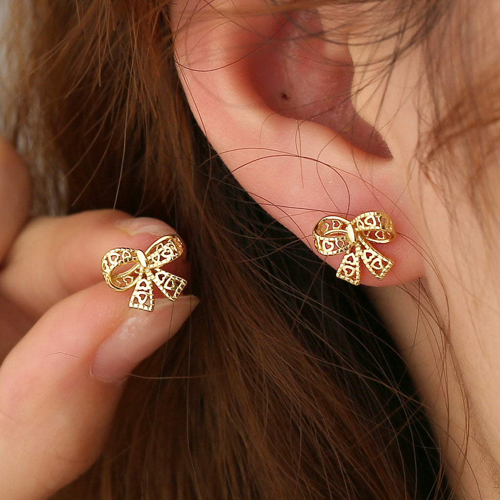 SE0274 Lace Bowknot Hanging Earrings S925Silver Needle Fashion Jewelry