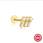 925Sterling Silver Tassel Water Drop Zircon Cartilage Piercing Flat Spiral Piercing Earrings Hot Selling Ear Bone Studs