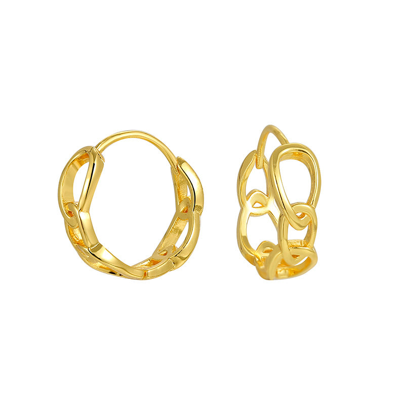 SE0044 S925Silver plating14K Gold Water Drop Shaped Lock Buckle Hip Hop Earrings Female Ear Jewelry