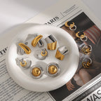 Stainless Steel Color Block Ring Earrings Open Bracelet Beaded Bracelet Jewelry