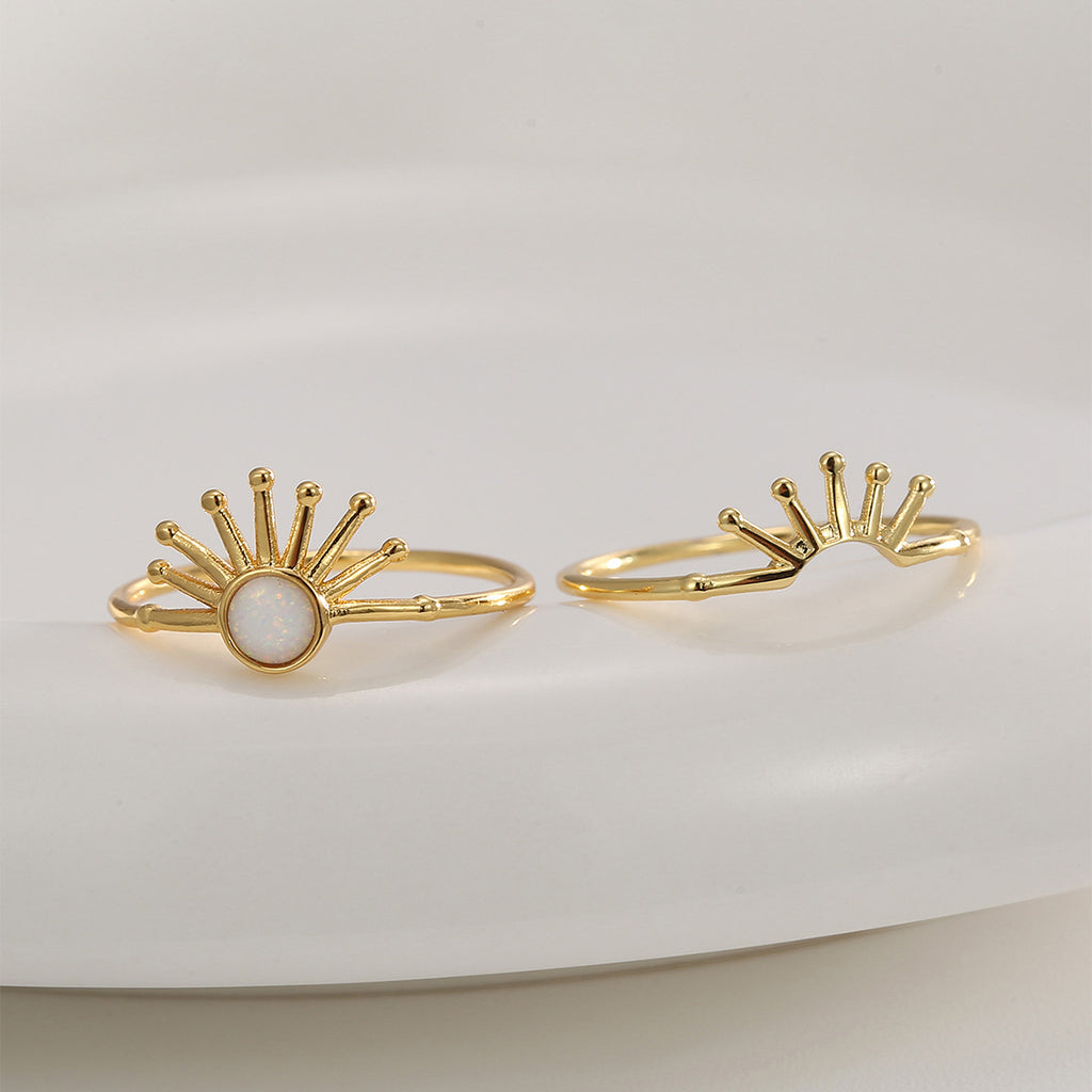 R0645 Bohemian Creative Design Sun Combination Ring for Women, Personalized Epoxy Detachable Set Ring