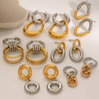 2H Stainless Steel Color Block Circle Earrings Studs Hoop Jewelry