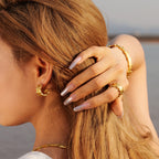 2H New Fashion18K Gold Stainless Steel Wood Grain C Shaped Earrings Pleated Earrings Fashionable Earrings